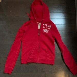 Abercrombie & Fitch Bright Red Zip Hoodie with Hood